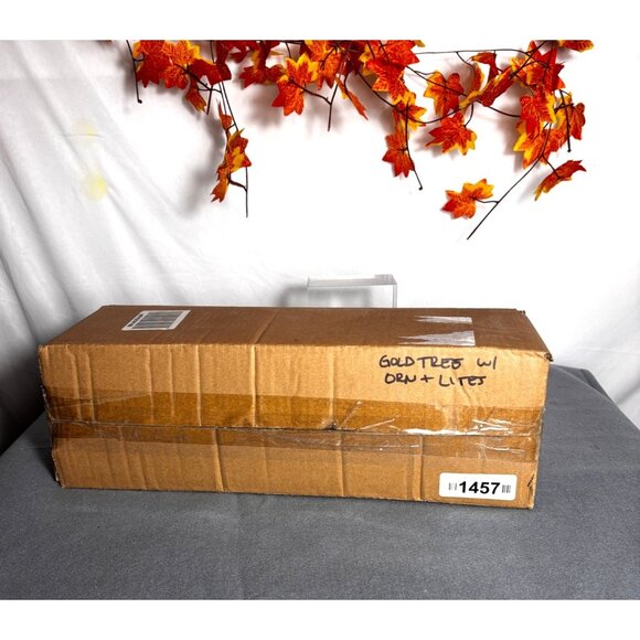 Gold 3 Ft Pre-Lit Artificial Christmas Tree With Ornaments & Star Stand Holiday - Picture 3 of 4